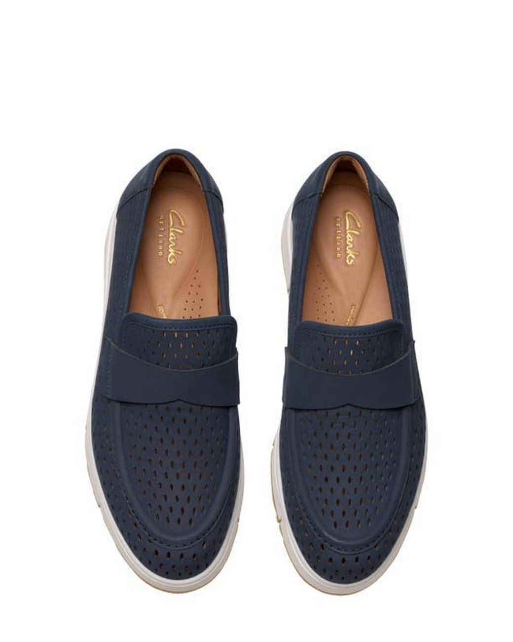 Clarks Blue Loriini Edge Platform Wedge Loafer