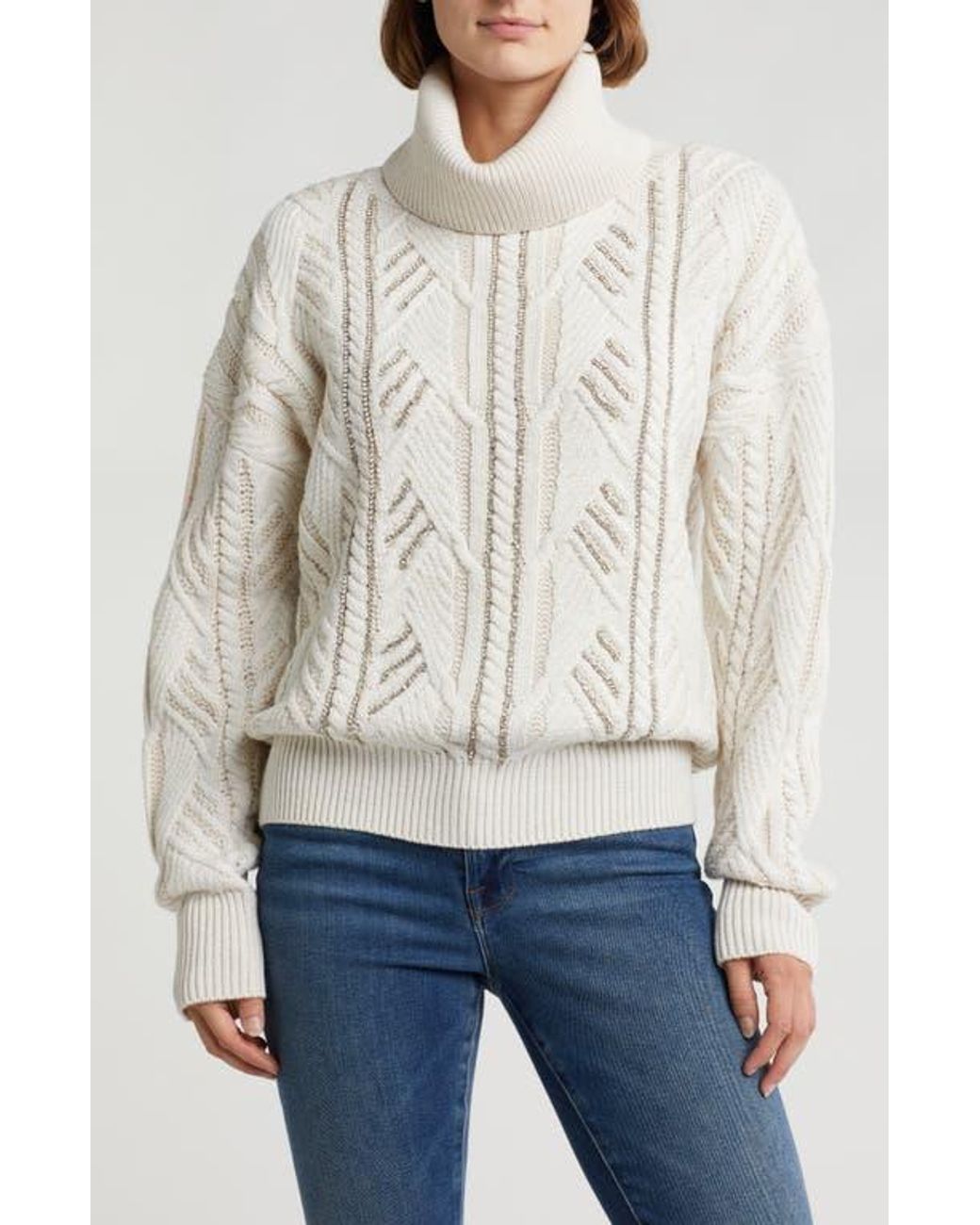 Embellished turtleneck sweater hotsell