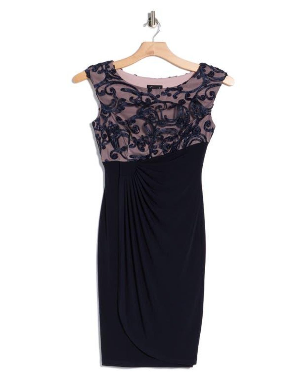 Connected Apparel Embellished Cocktail Dress in Blue | Lyst