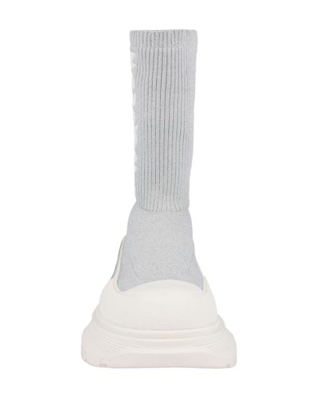 McQueen White Ribbed Tread Sock Bootie