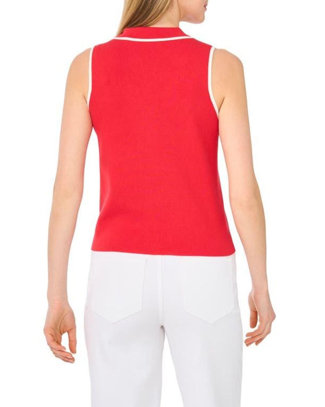 Ted Baker Red Piped Sleeveless Polo