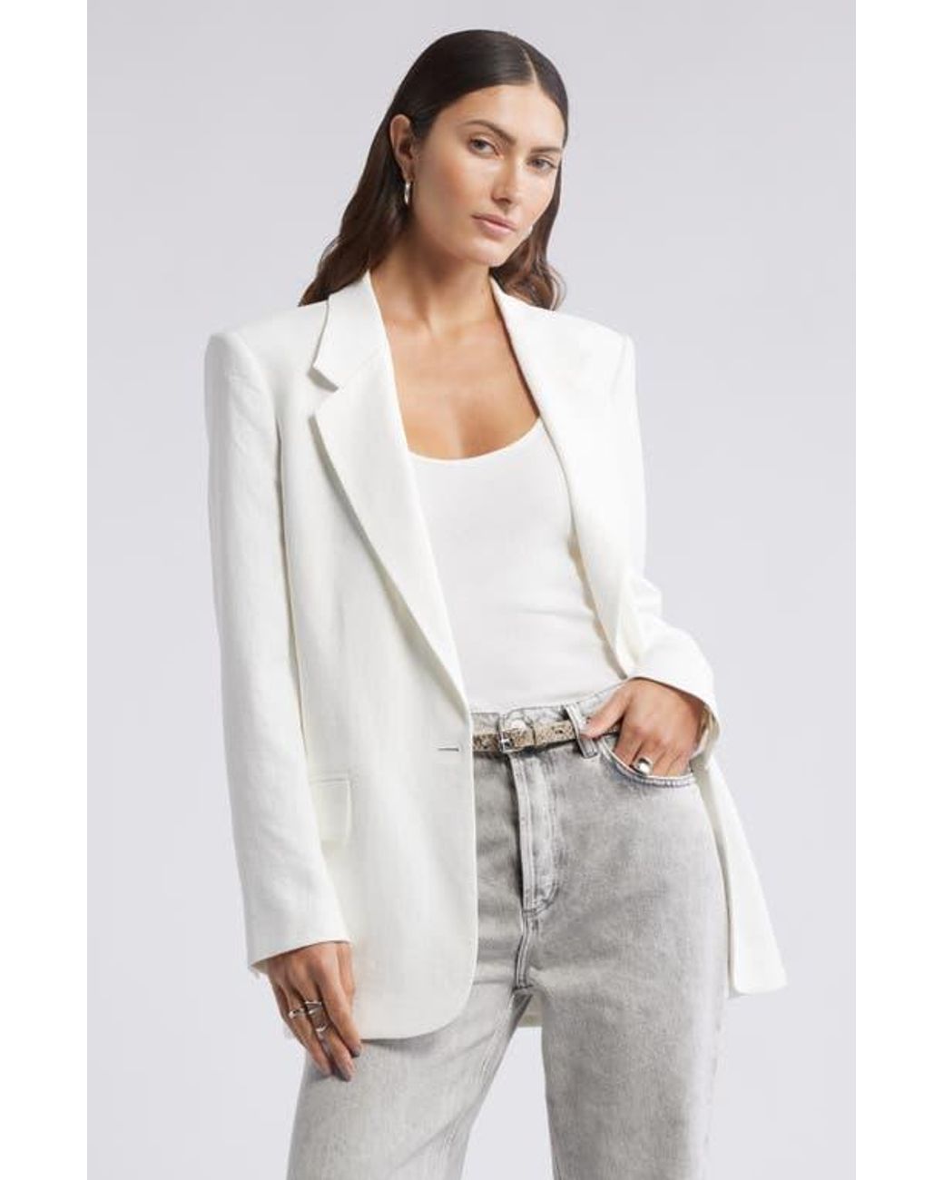 Open Edit White Curator Crepe Relaxed Blazer