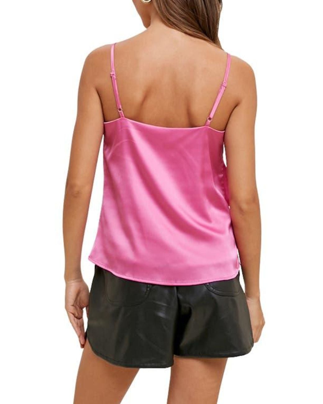Wishlist Pink Ruffle Satin Cami