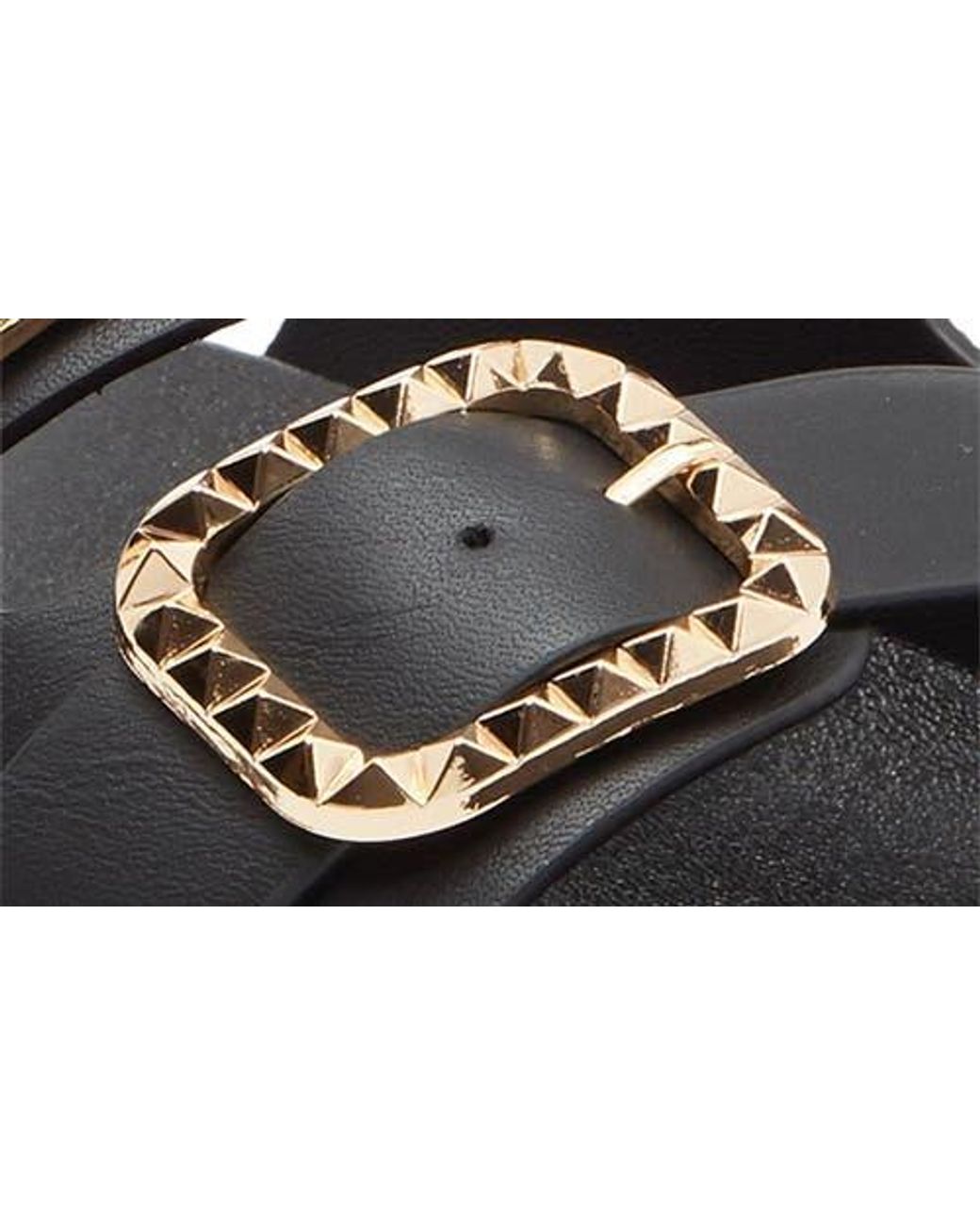 Top Moda Black Sailor Double Strap Slide Sandal