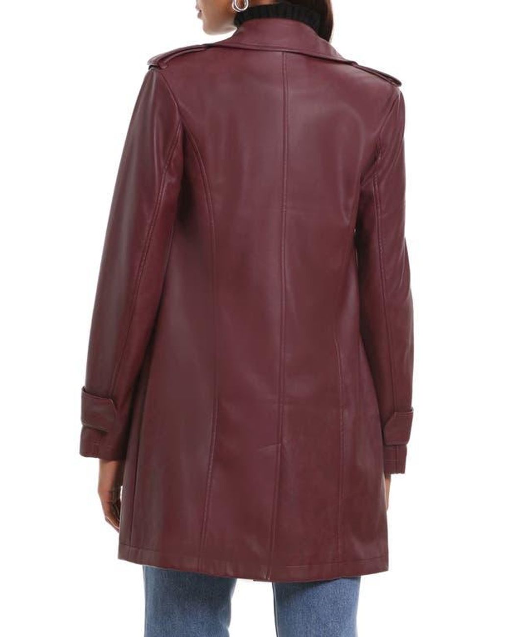 Bagatelle Open Front Faux Leather Trench Coat in Purple Lyst