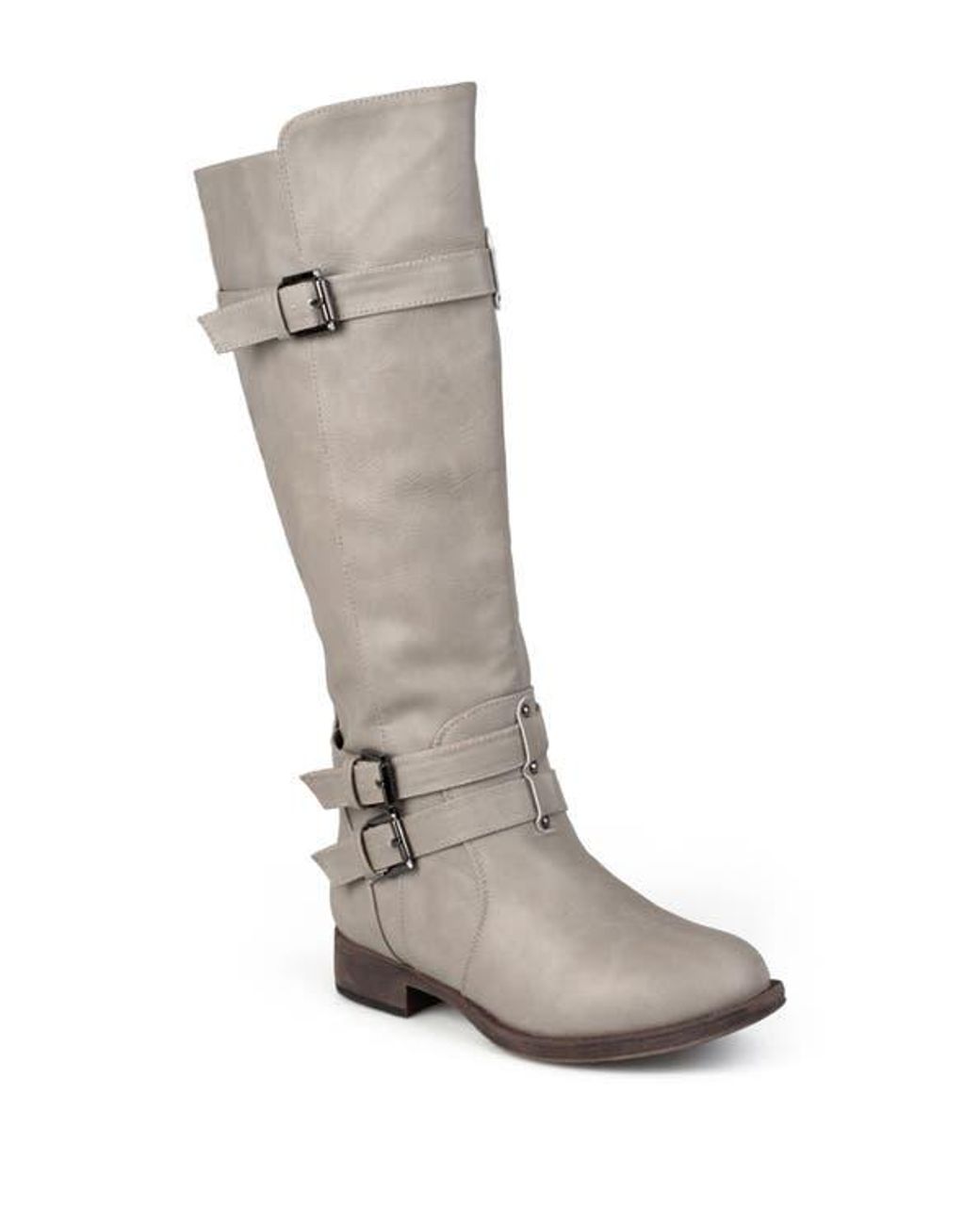 Journee Collection Gray Bite Ruched Riding Boot