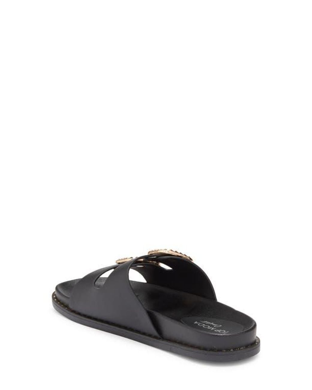 Top Moda Black Sailor Double Strap Slide Sandal