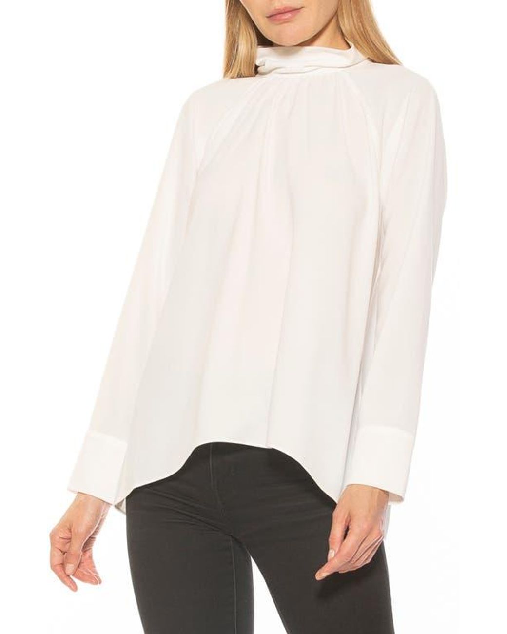 Alexia Admor White Danielle Draped Blouse