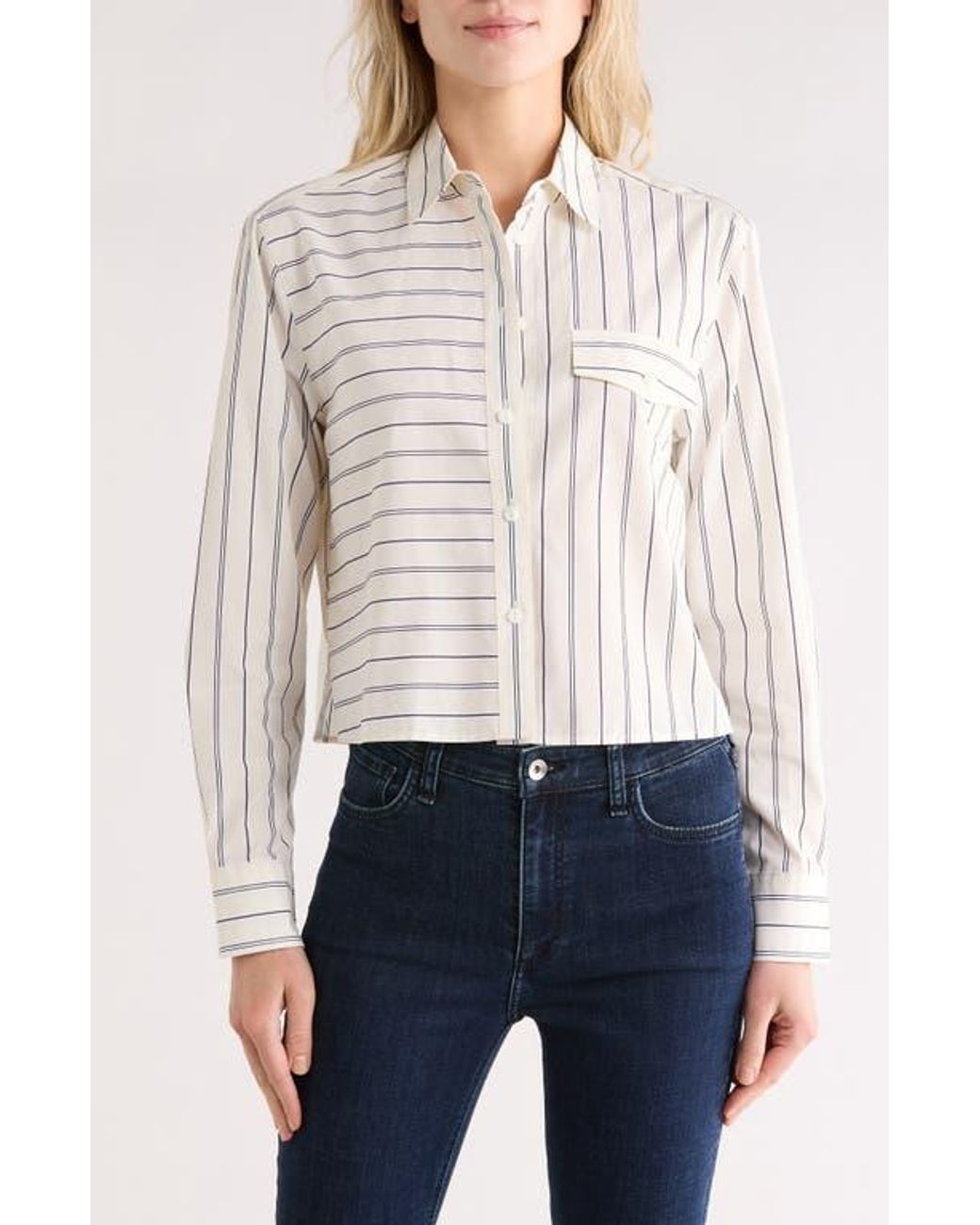 Rag & Bone White Mina Multistripe Button-Up Shirt