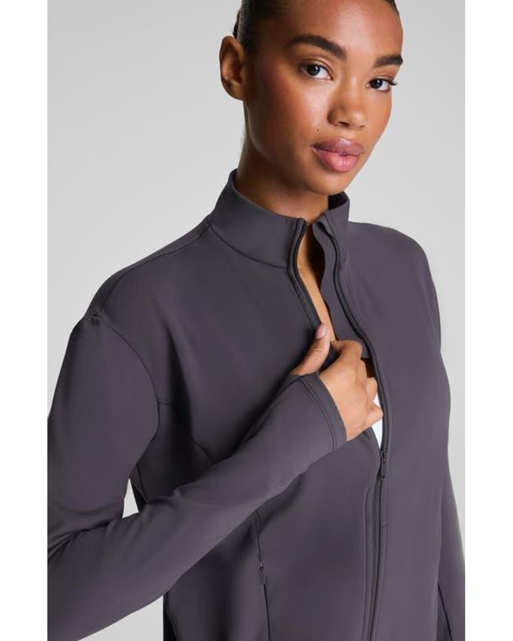 Spanx Blue Brushed Full Zip Jacket