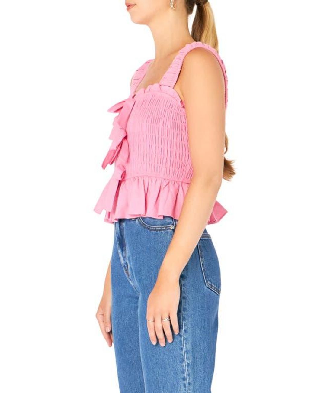 Endless Rose Pink Bow Smocked Top