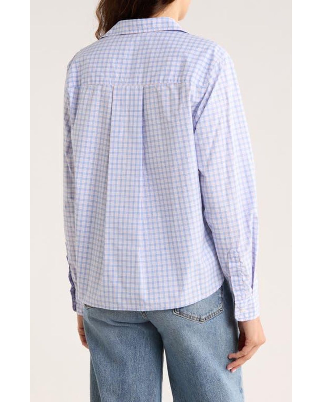 Frank & Eileen Blue Grid Print Untuckable Button-Up Shirt