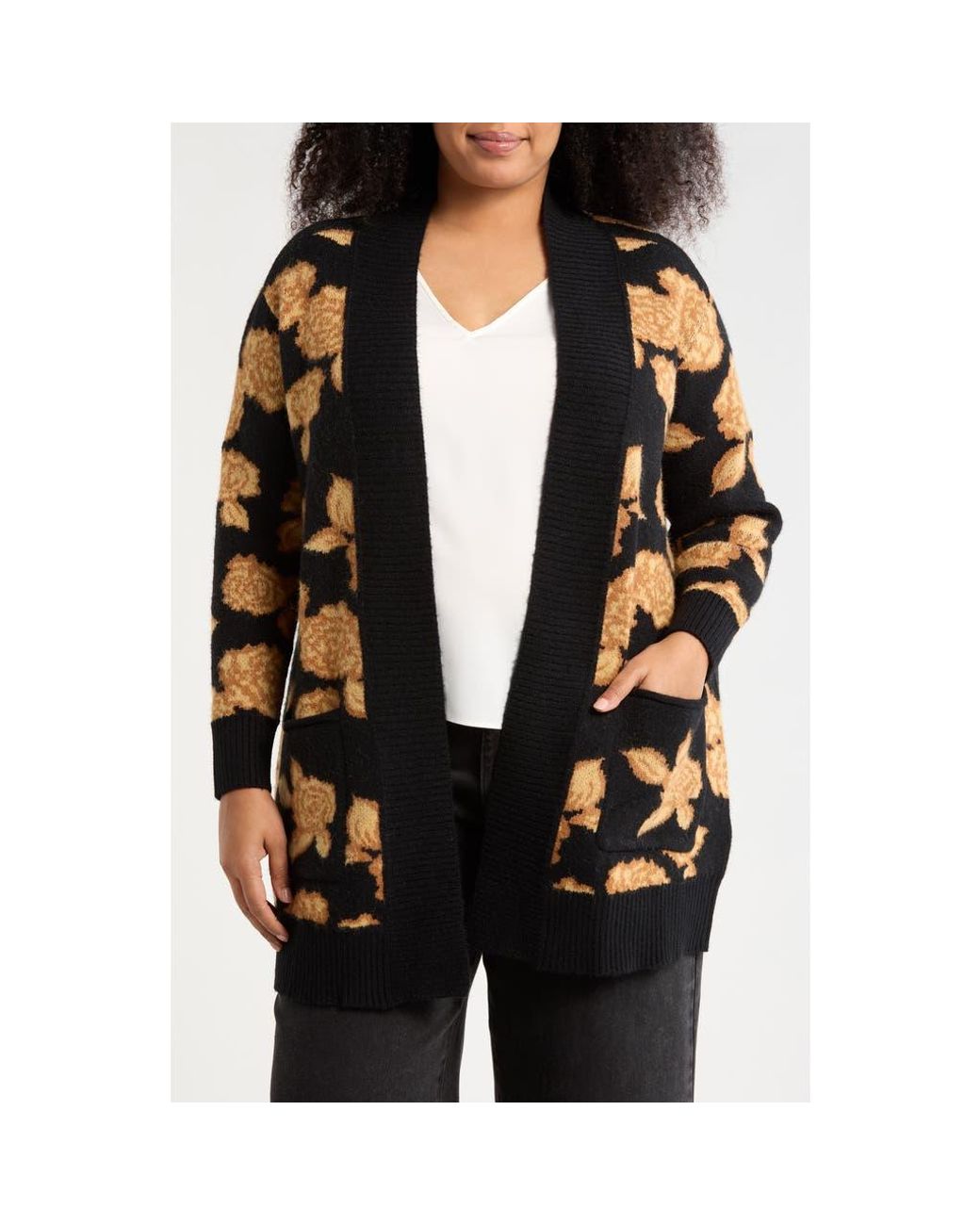 DR2 by Daniel Rainn Pocket Longline Cardigan in Black | Lyst