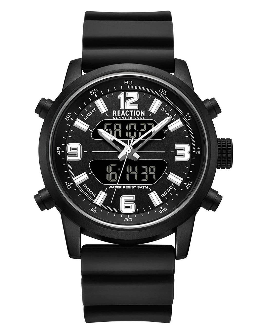 Kenneth Cole Reaction Ana-digit Silicone Strap Watch in Black for Men ...