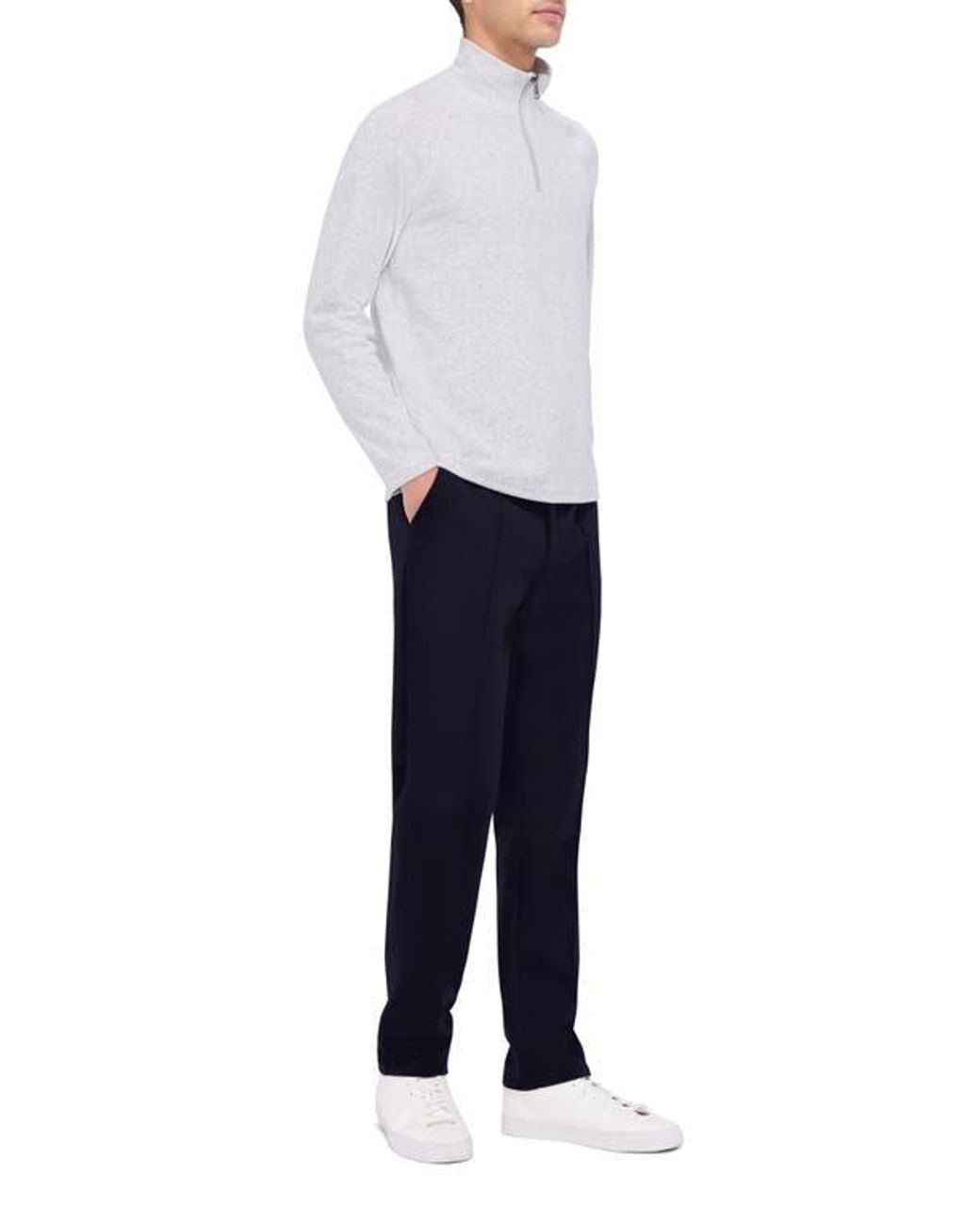 Bugatchi White Quarter Zip Pullover for men