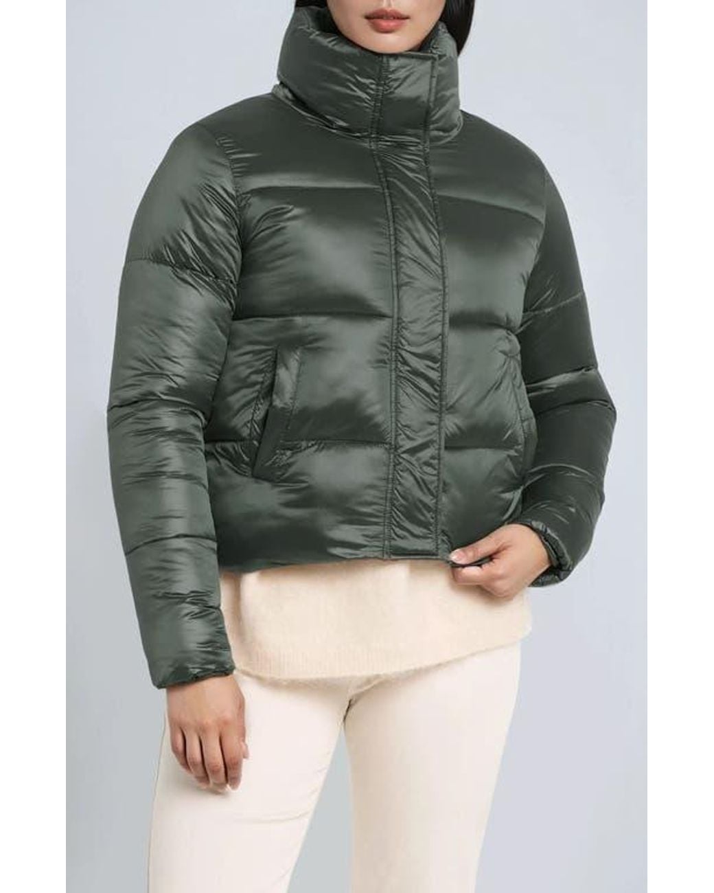 Noize Green Coco-El Water Resistant Crop Puffer Jacket