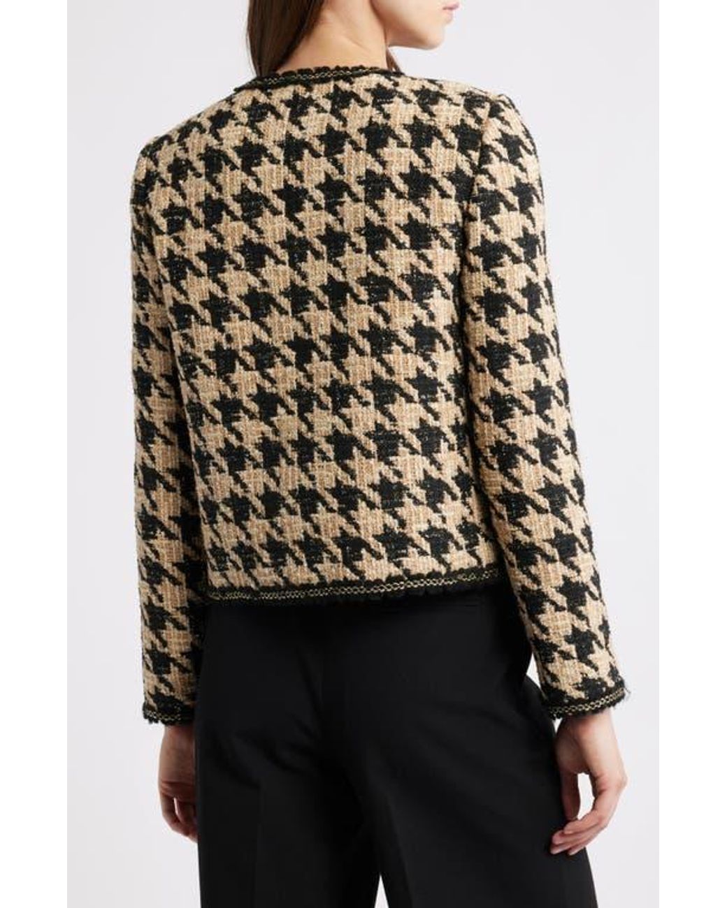 Tahari Black The Juno Metallic Houndstooth Jacket
