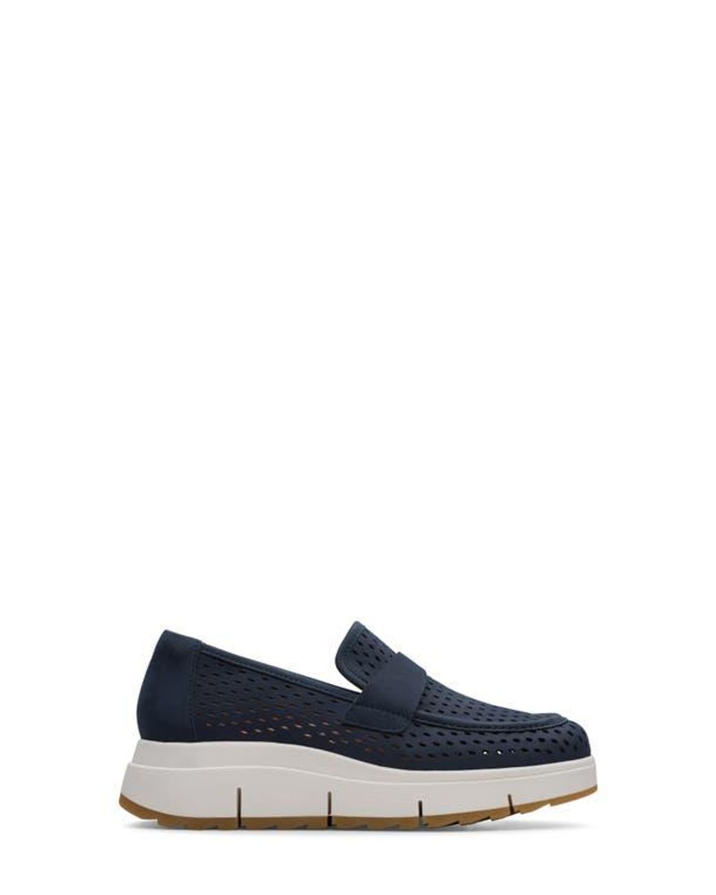Clarks Blue Loriini Edge Platform Wedge Loafer