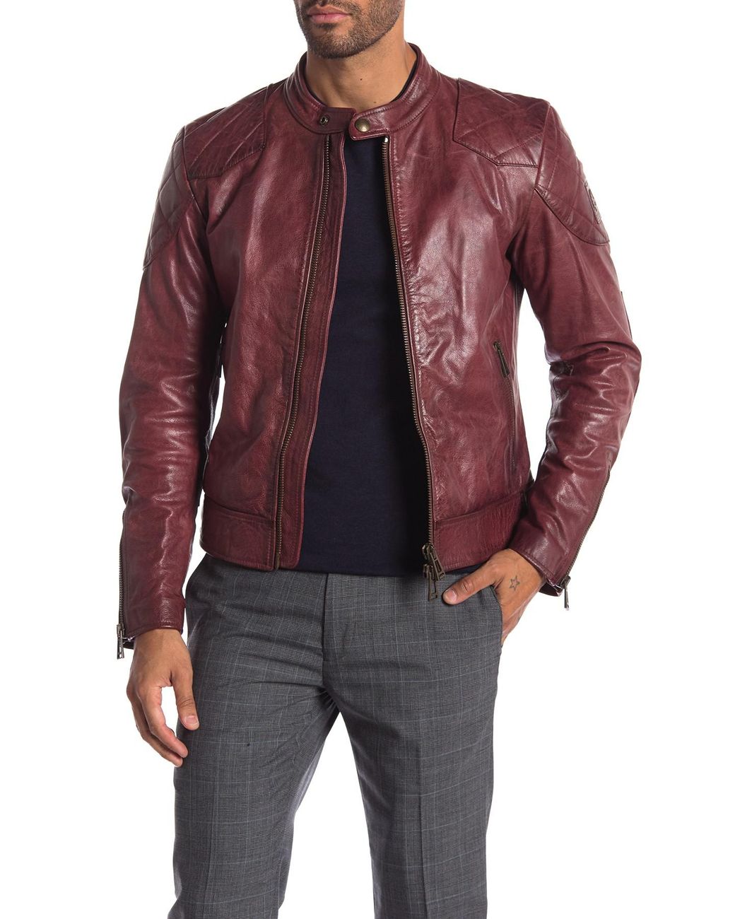 Belstaff Outlaw Oxblood Leather Jacket in Red for Men | Lyst