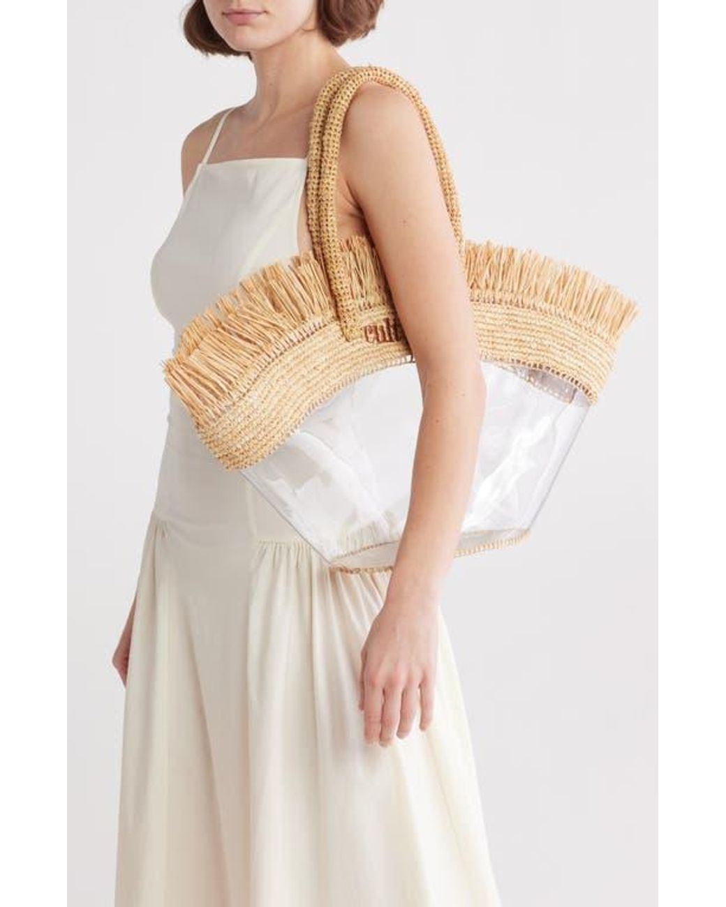 Cult Gaia Peyton Raffia & Pvc Tote Bag in Metallic | Lyst