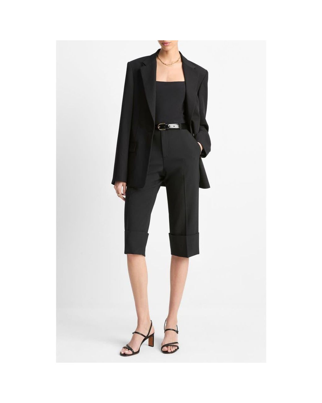 Vince Black Cuffed Hem Crop Pants