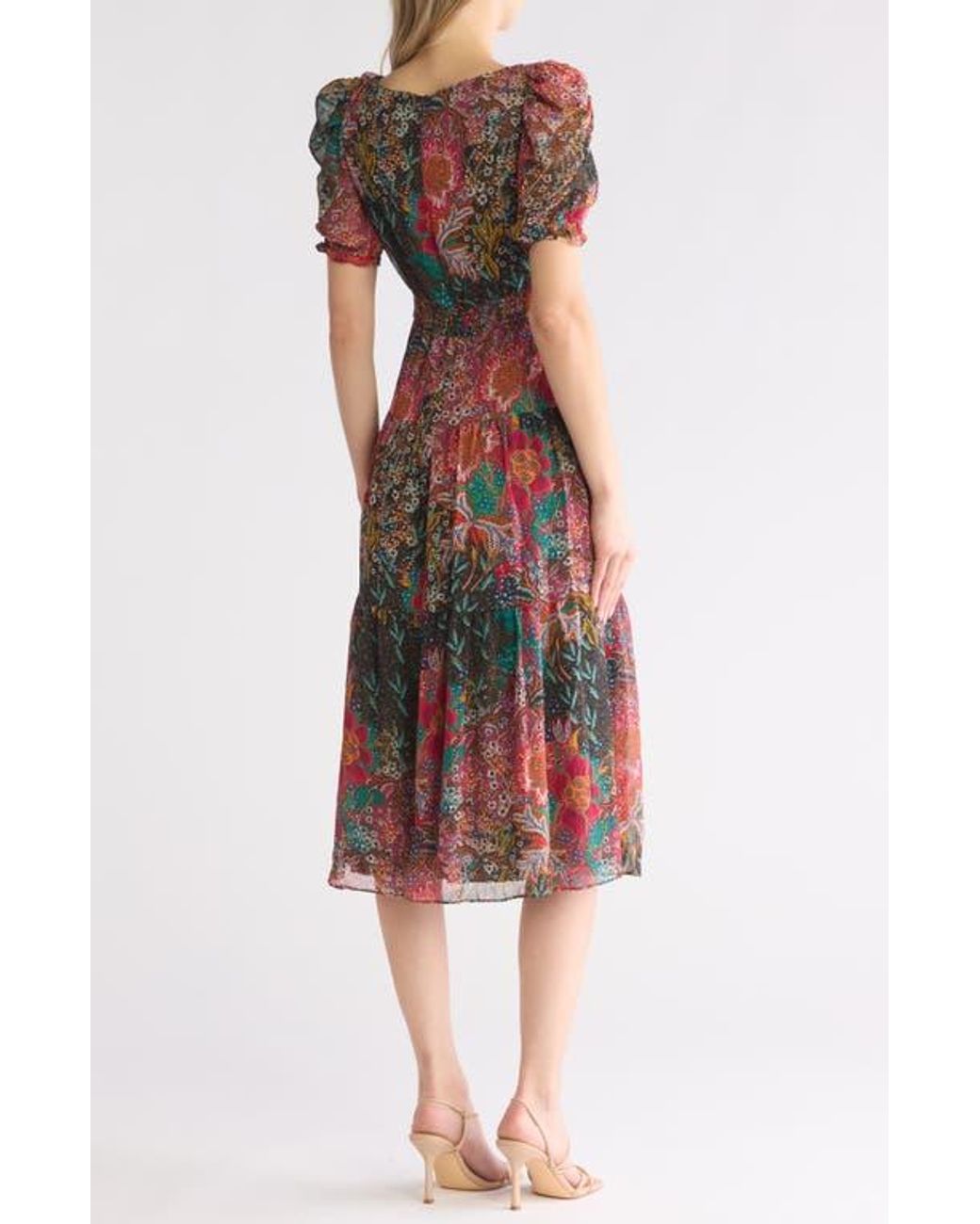 Vince Camuto Tiered Chiffon Print Dress | Lyst