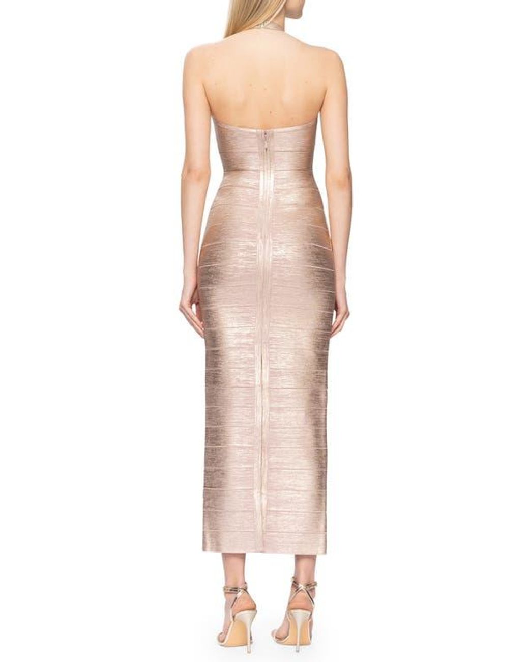 herve leger gold foil bandage dress Hervé Léger The Mirabel mini dress main image 1