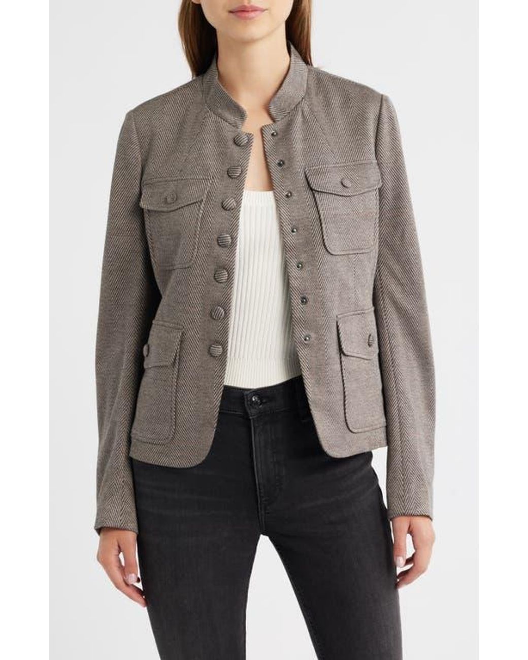 Rag & Bone Gray Mercer Mixed Print Ponte Jacket