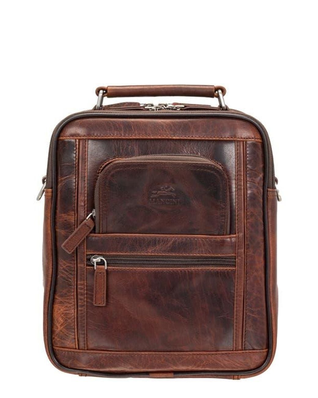Mancini Brown Buffalo Double Compartment Bag for men