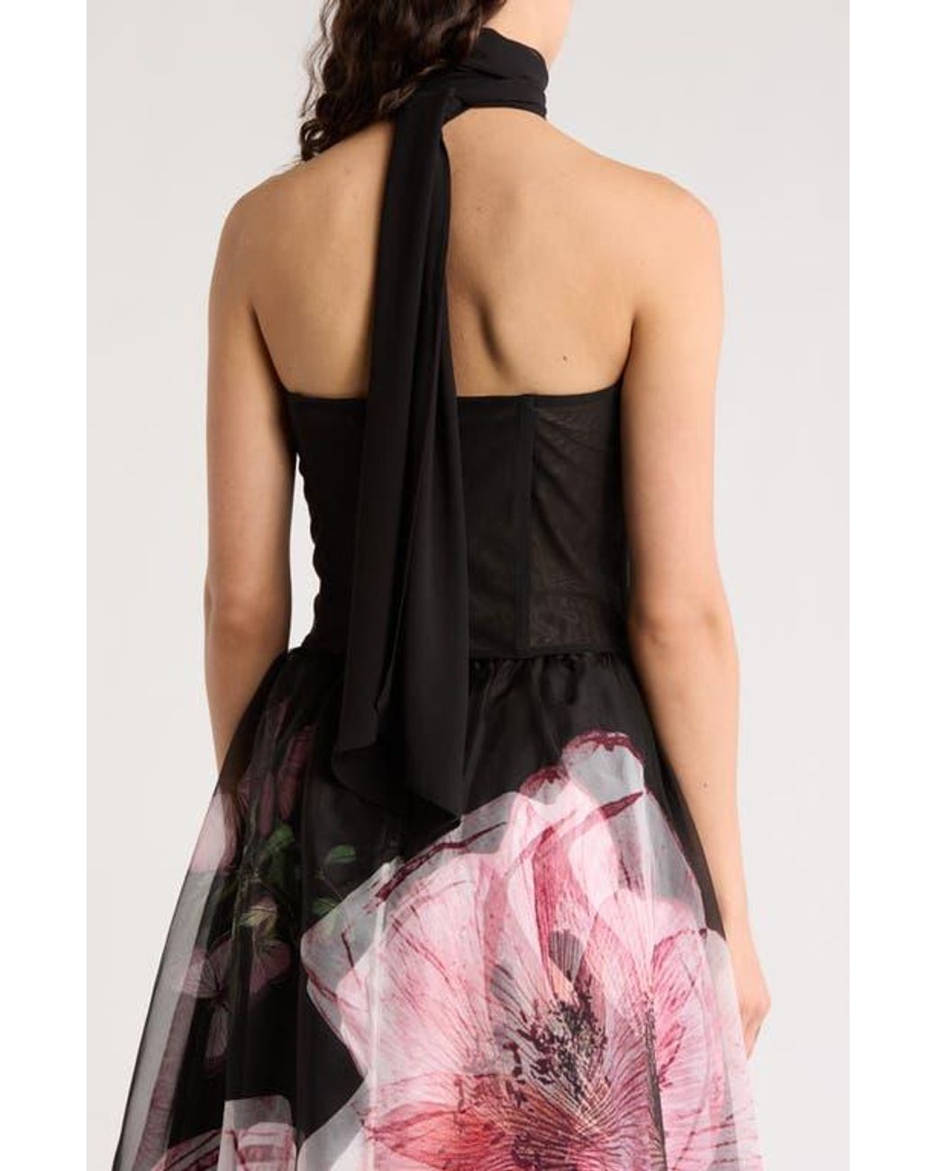 Alice + Olivia Aveline Mesh Corset Top & Scarf Set in Black