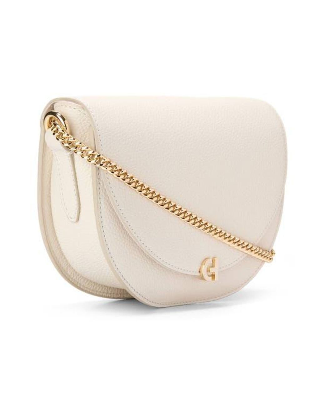 Cole Haan Evie Chain Saddle Crossbody Bag in Natural | Lyst