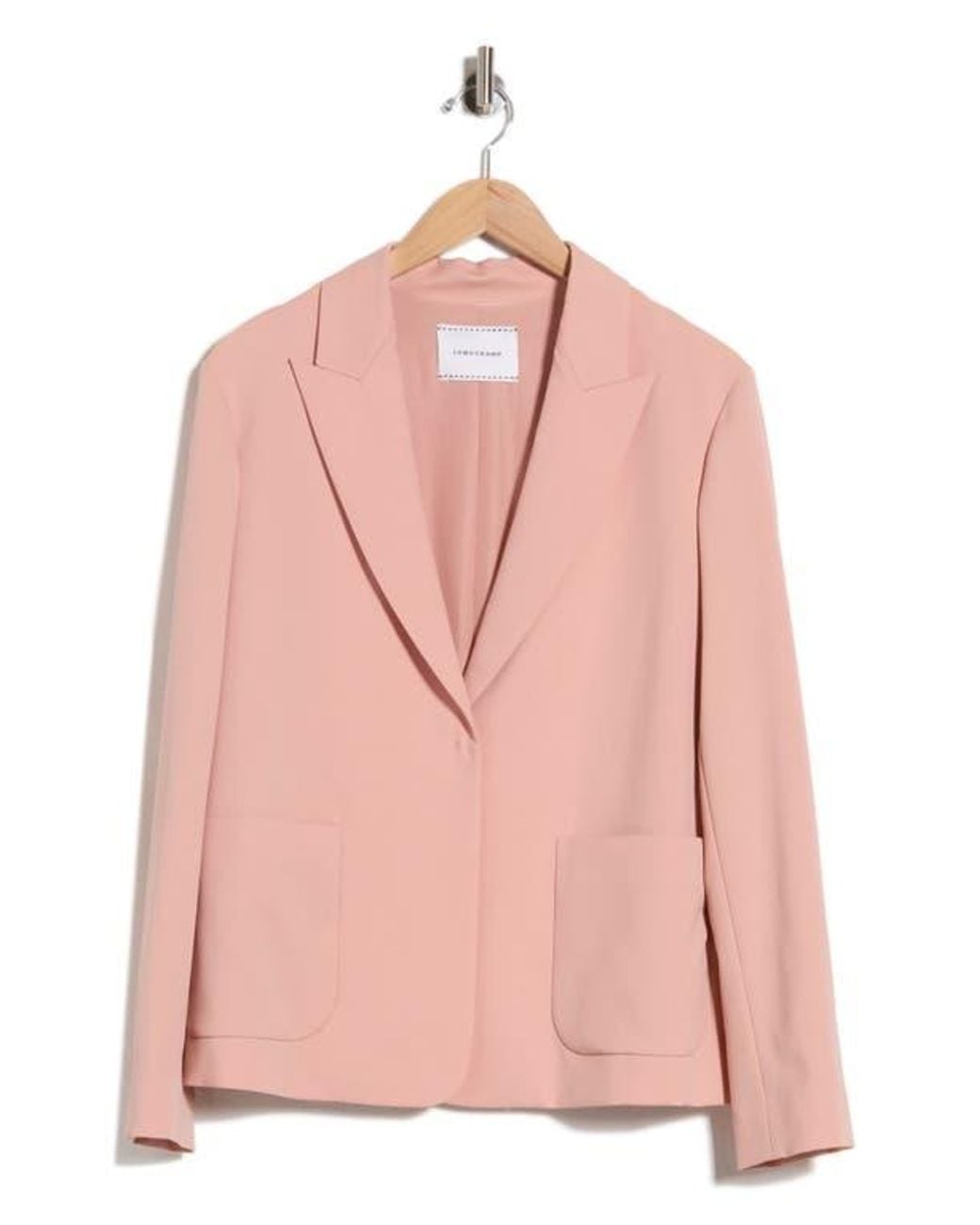 Longchamp Pink Peak Lapel Wool Blend Blazer