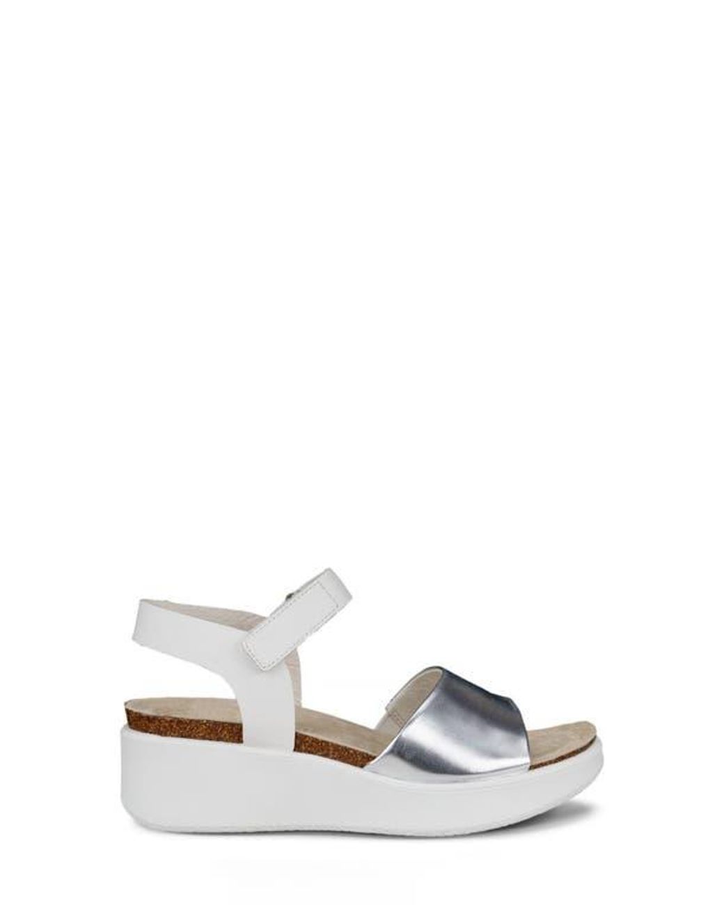 Ecco White Corksphere Flowt Wedge Cork Sandal
