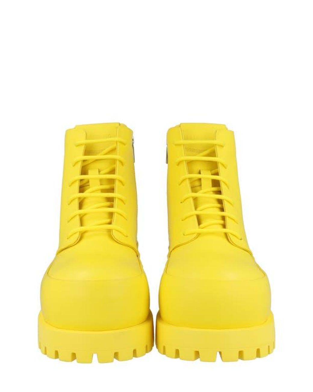 Ferragamo Yellow Lace-Up Combat Boot for men