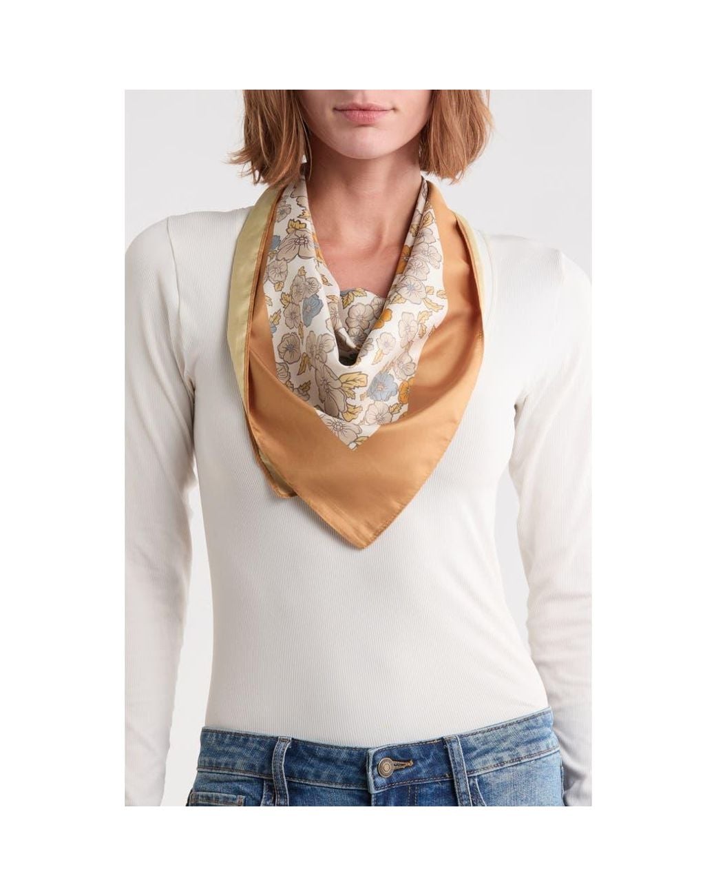 Steve Madden Gray Cutflower Square Scarf