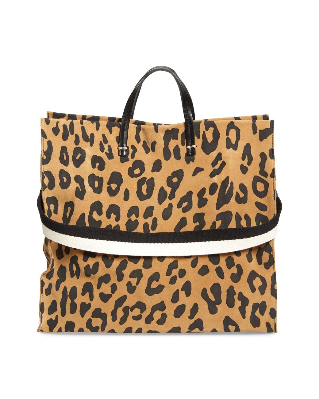 Clare V Sissy Leopard Print Leather Bag In Cherry Pablo Cat Suede