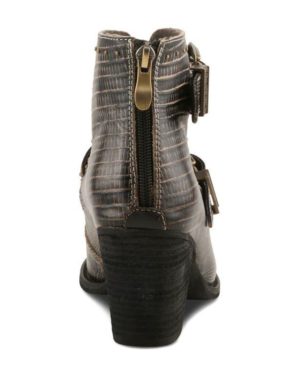 Spring Step Black Notched Nature Buckled Bootie