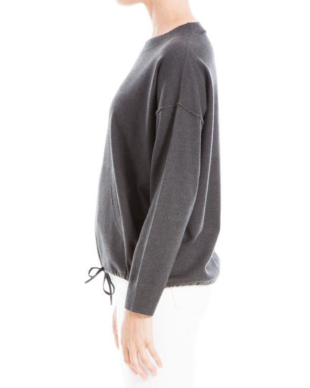 Max Studio Drawstring Hem Pullover Sweater in Gray Lyst