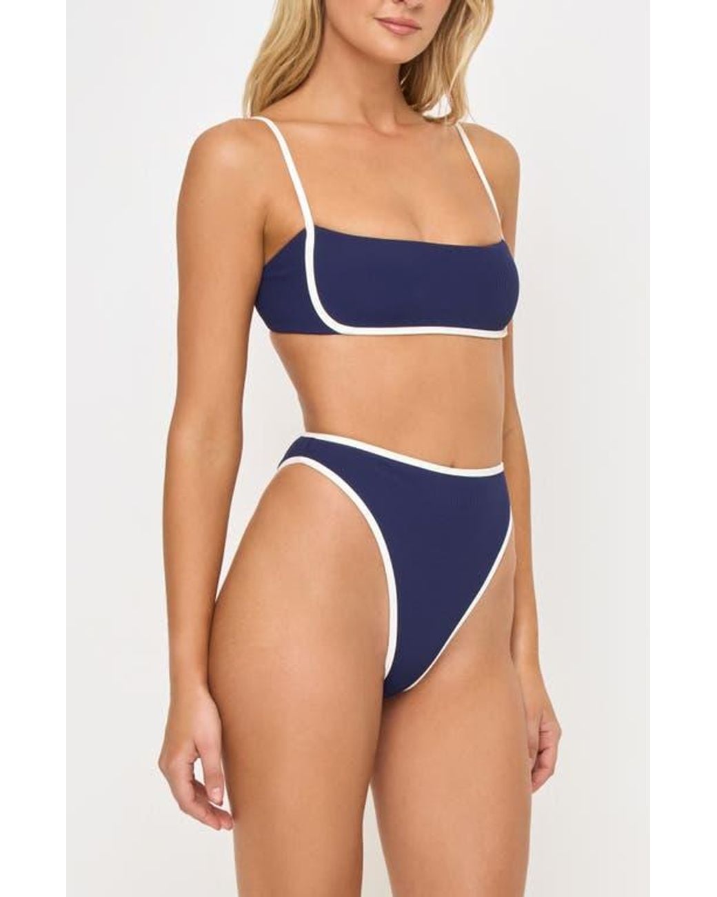 LSPACE Blue Hazel Ribbed Bikini Top
