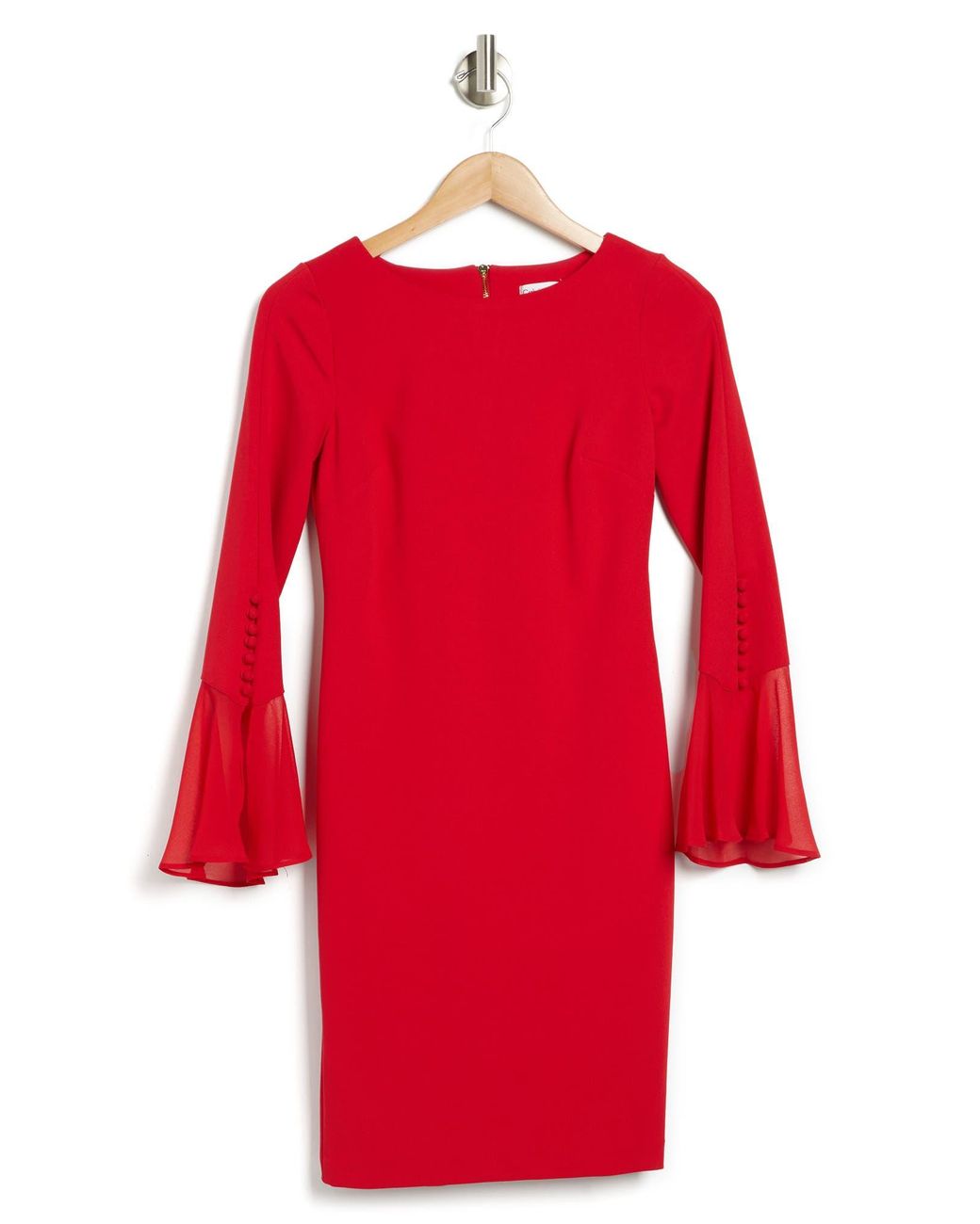 Calvin Klein Chiffon Bell Sleeve Dress In Red At Nordstrom Rack Lyst