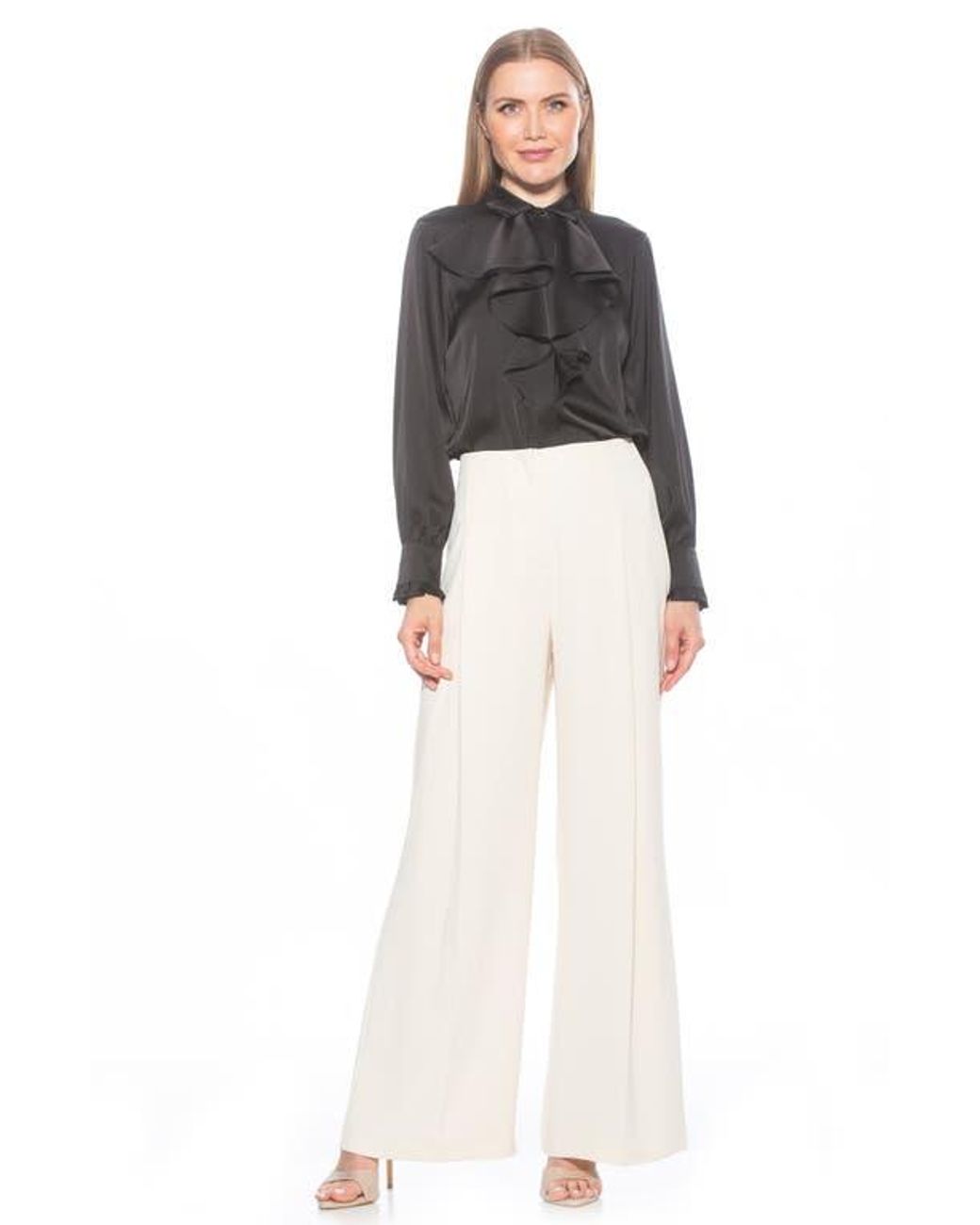 Alexia Admor Gray Ruffle Point Collar Blouse