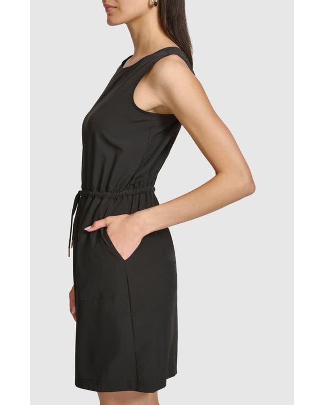 calvin klein women's cotton drawstring sleeveless midi dress Calvin Klein Women's Cutout Cotton Maxi Dress - Black