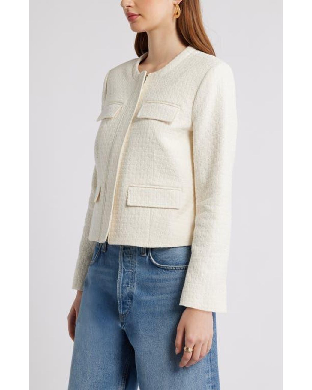Nordstrom White Collarless Jacket