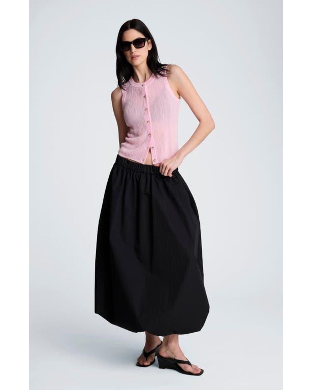 Kenneth Cole Black Bubble Midi Skirt
