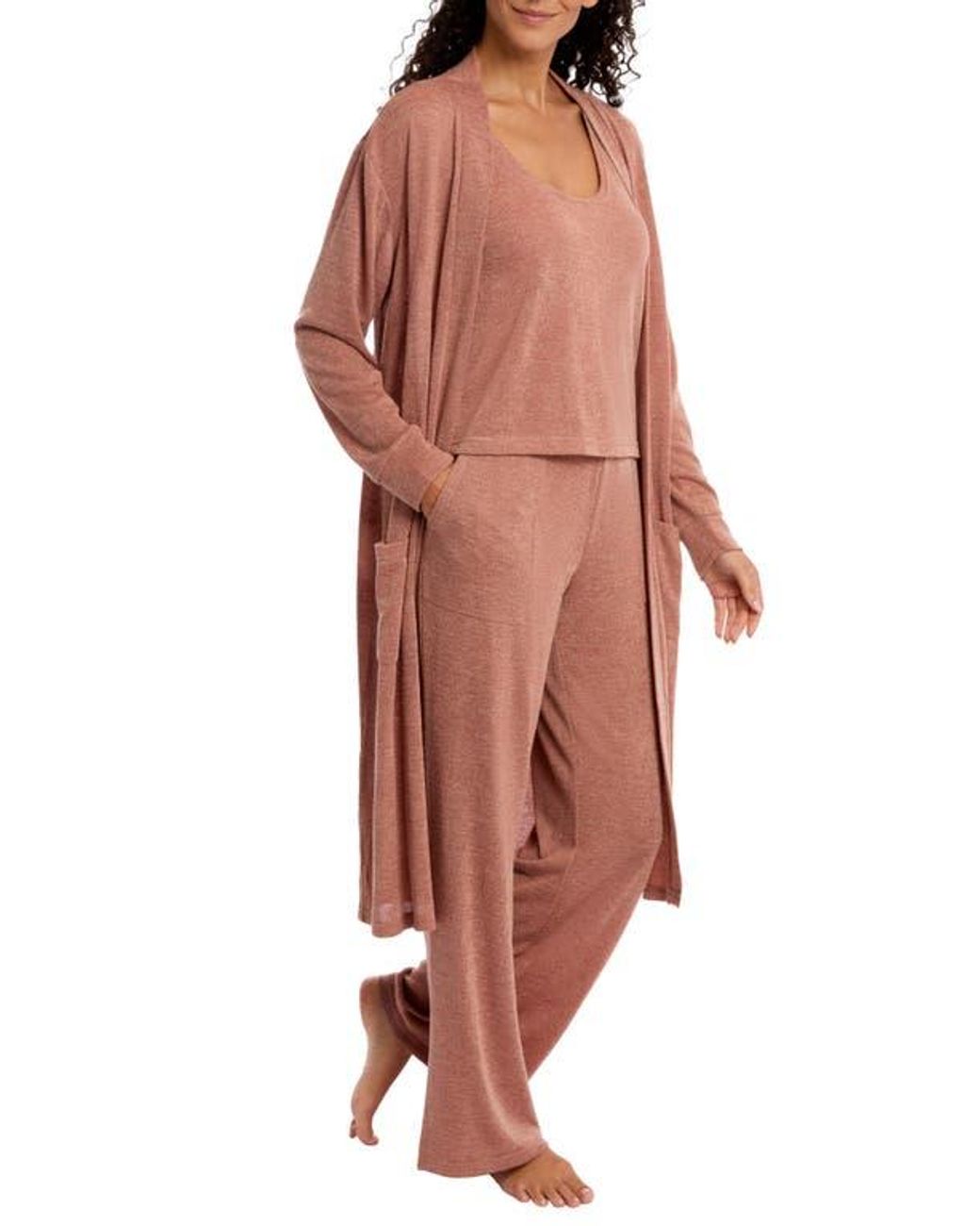 Danskin 3 Piece Heather Knit Pajamas in Red Lyst