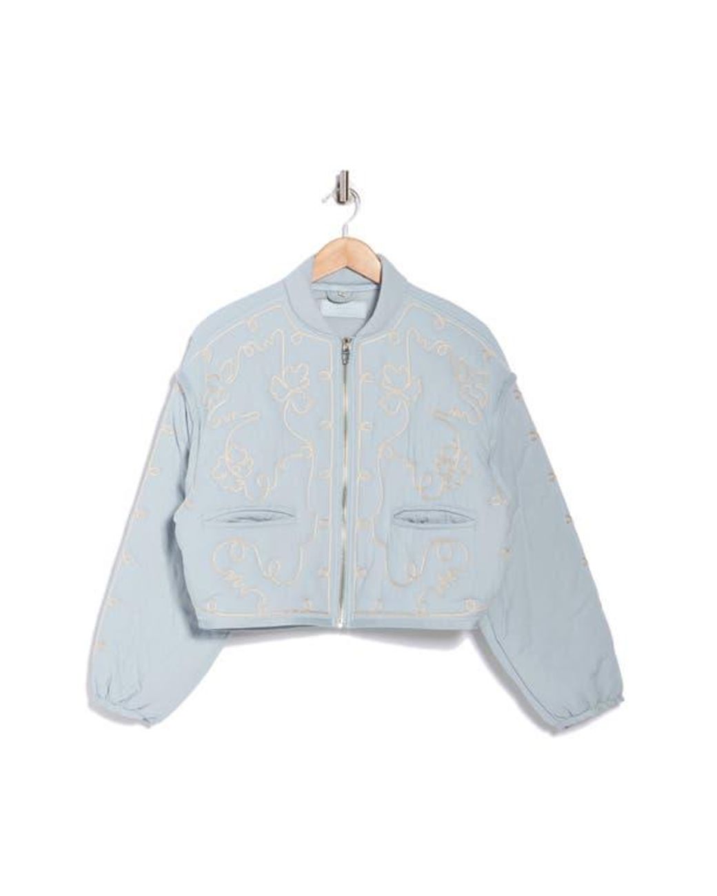 Blank NYC Blue Embroidered Quilted Jacket