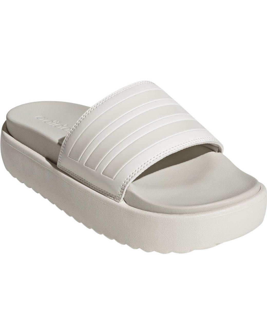 Adidas Adilette Platform Slide Sandal In White Lyst