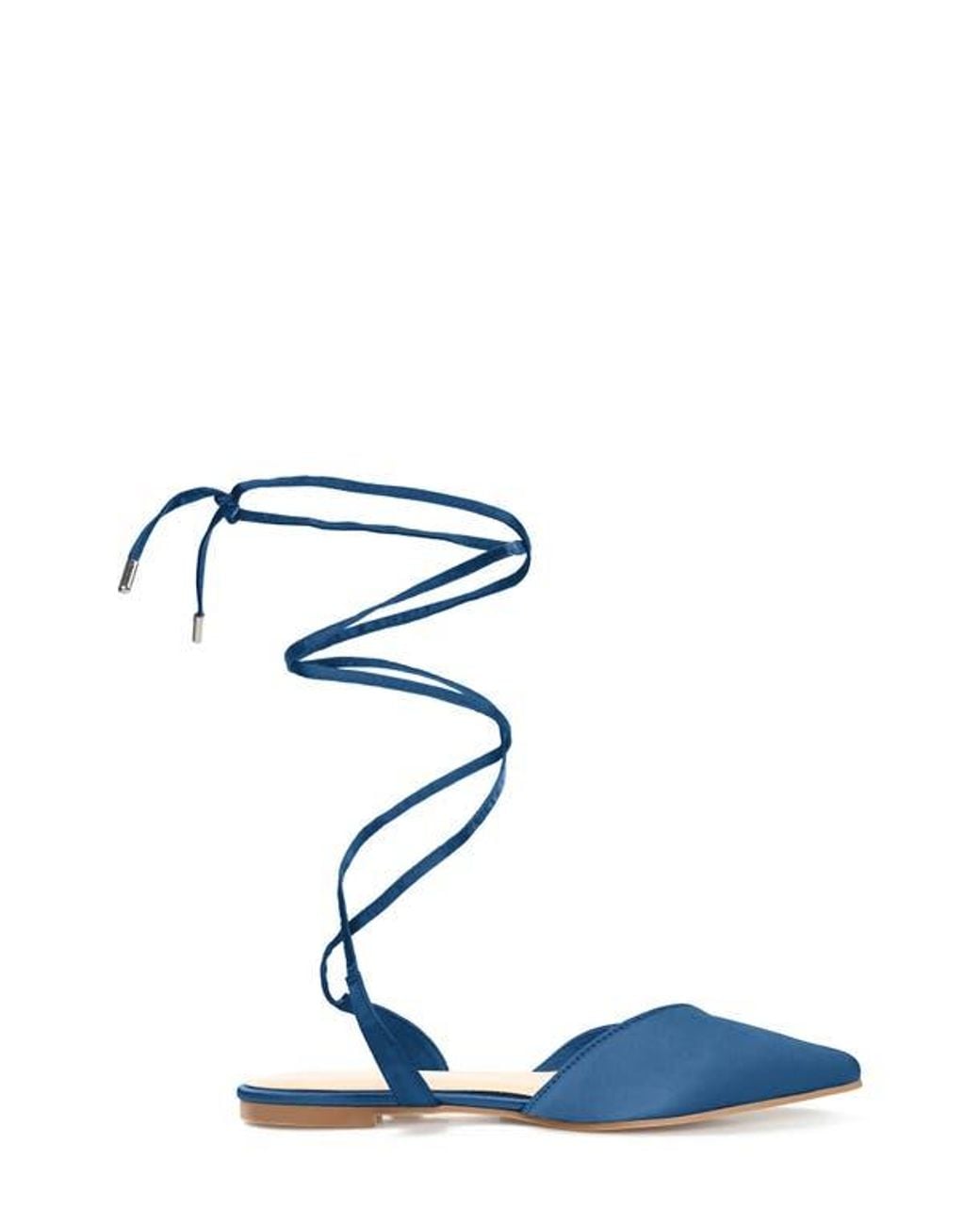 Journee Collection Blue Lace-Up Pointed-Toe Flat