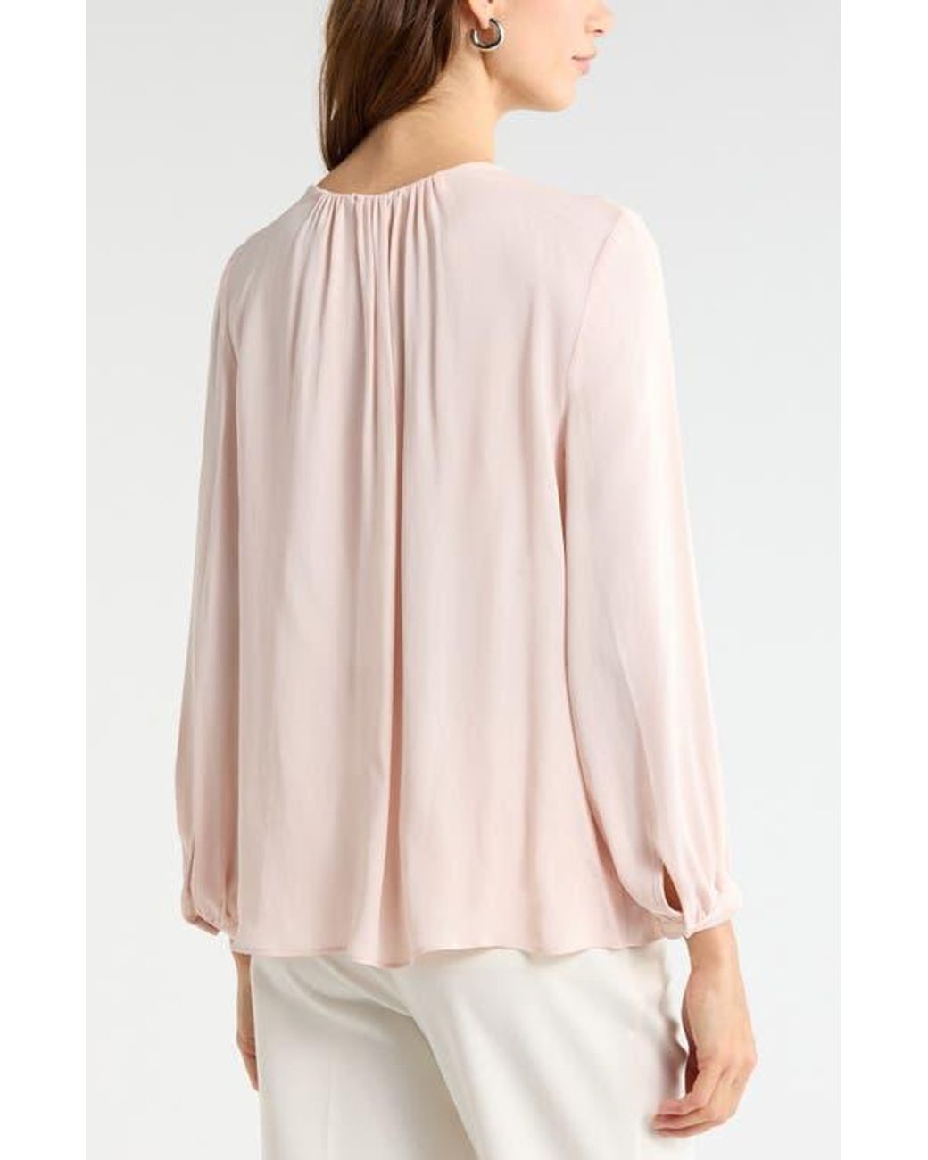 Nordstrom Natural V-Neck Button-Up Top
