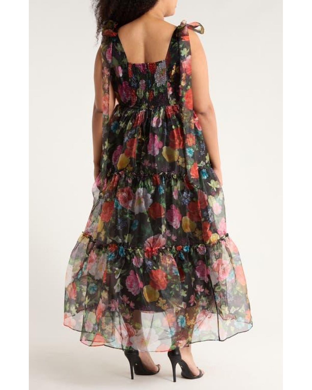Chelsea28 Bow Shoulder Organza Maxi Dress in Brown | Lyst